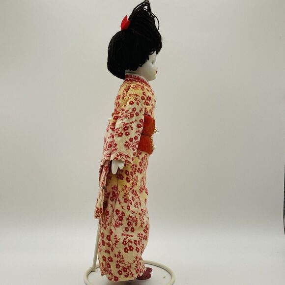 Vintage Porcelain & Cloth Asian Style Doll 9" Cultural Clothing - Picture 2 of 8